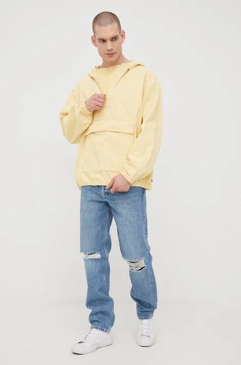 Pamučna traper jakna Levi's boja: žuta, za prijelazno razdoblje, oversize