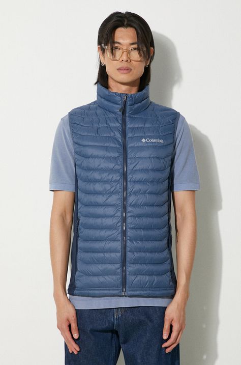 Columbia vestă sport Powder Pass culoarea bleumarin, de tranziție 1842414