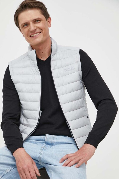 BOSS vestă bărbați, culoarea bej, de tranziție 50471854