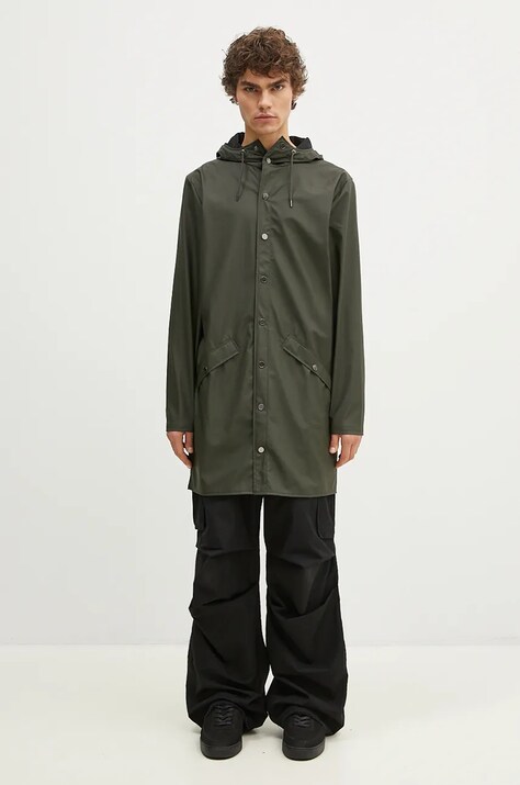 Куртка Rains 12020 Long Jacket колір зелений перехідна 12020.03-Green