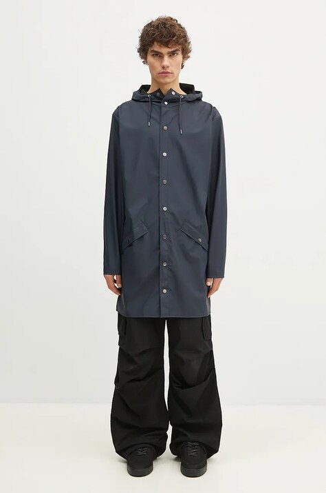 Μπουφάν Rains 12020 Long Jacket χρώμα: ναυτικό μπλε