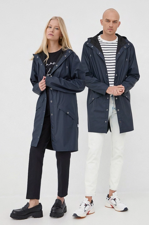 Rains kurtka 12020 Long Jacket kolor granatowy przejściowa 12020.47-Navy