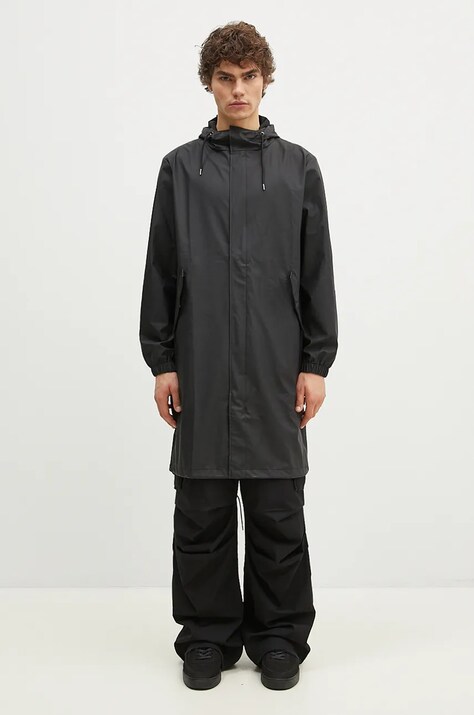 Парка Rains 18140 Fishtail Parka колір чорний перехідна 18140.01-Black