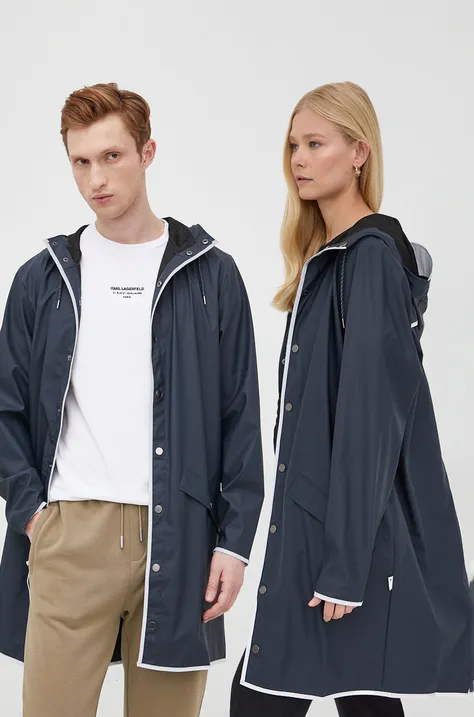 Rains rain jacket 18540 Long Jacket Reflective navy blue color