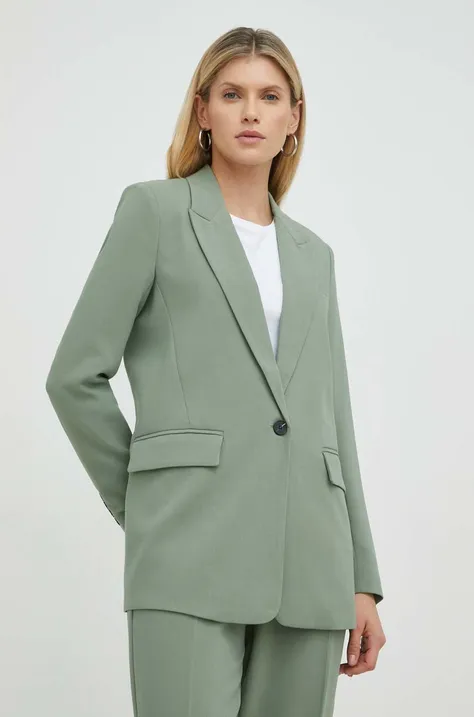 Піджак Bruuns Bazaar колір зелений однобортний однотонна