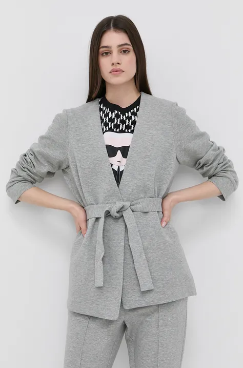 Піджак Karl Lagerfeld колір сірий без застібки меланж