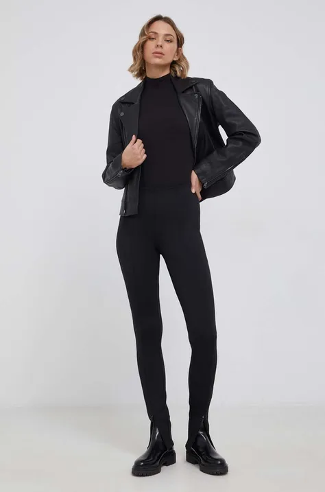 Calvin Klein Legginsy damskie kolor czarny gładkie