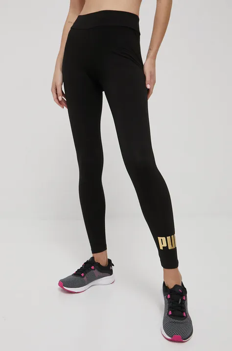 Puma legging Essentials+ Metallic 848307 fekete, női, nyomott mintás, 586861