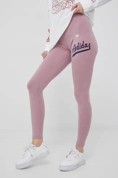 adidas Originals legginsy HD9775 damskie kolor różowy z aplikacją