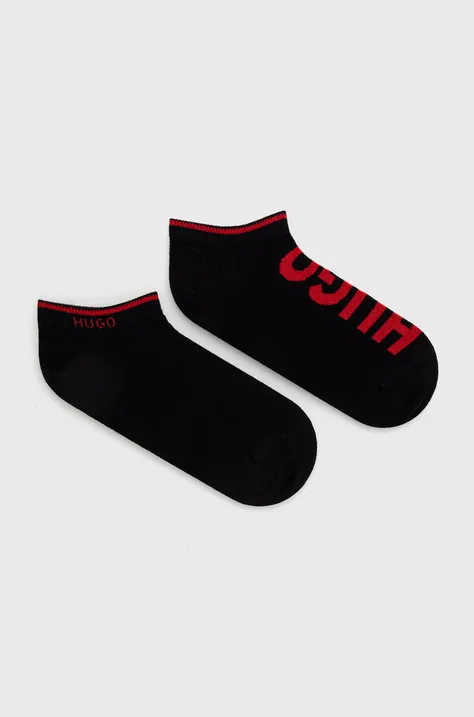 Κάλτσες HUGO γυναικείες, χρώμα: μαύρο