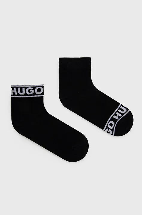 Κάλτσες HUGO γυναικεία, χρώμα: μαύρο