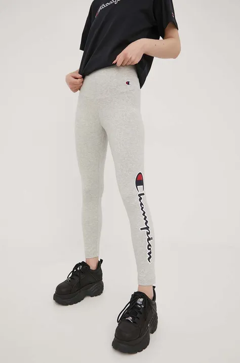 Champion legginsy 114939 damskie kolor szary z nadrukiem