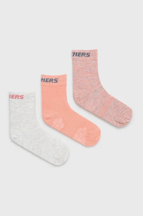 Дитячі шкарпетки Skechers 3-pack колір рожевий