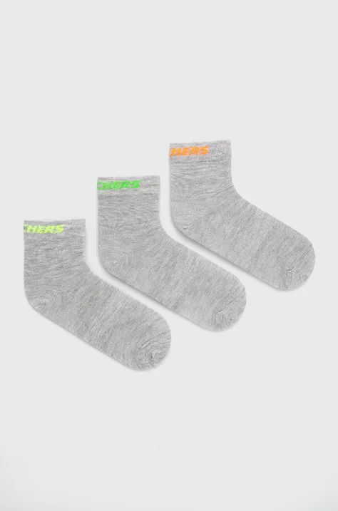 Otroške nogavice Skechers 3-pack siva barva