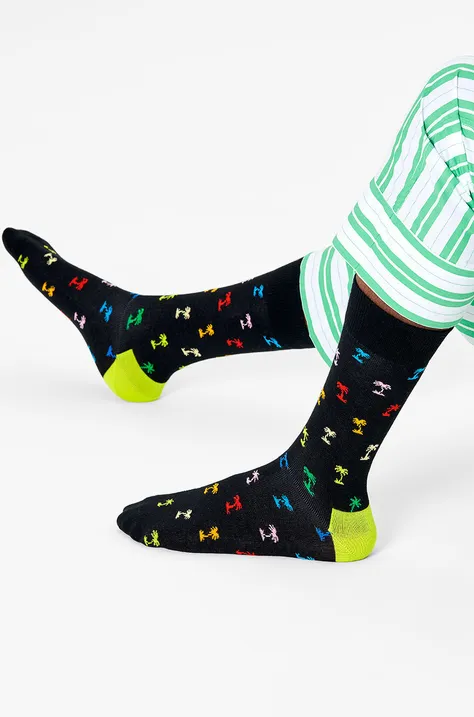 Κάλτσες Happy Socks ανδρικός, χρώμα: μαύρο