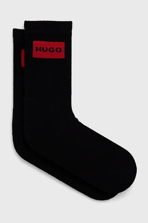 Κάλτσες HUGO (2-pack) ανδρικές, χρώμα: μαύρο