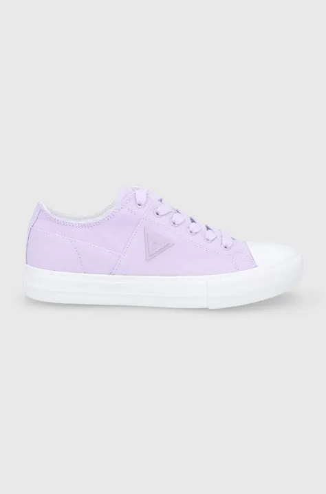 Πάνινα παπούτσια Guess Pranze γυναικεία, χρώμα: μοβ