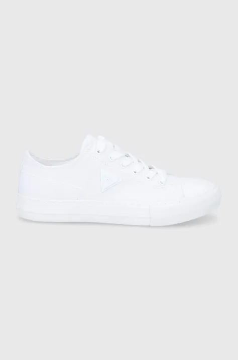 Πάνινα παπούτσια Guess Pranze γυναικεία, χρώμα: άσπρο