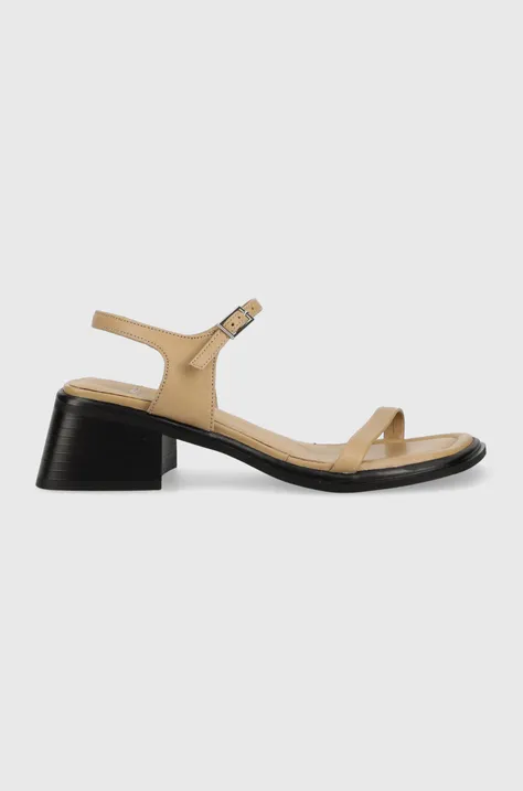 Кожаные сандалии Vagabond Shoemakers INES женские цвет бежевый каблук кирпичик