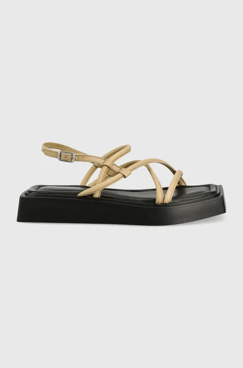 Kožené sandále Vagabond Shoemakers Evy dámske, béžová farba, na platforme