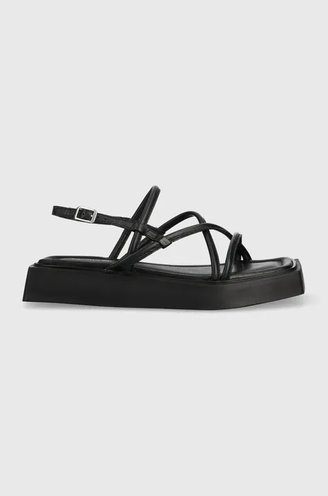 Kožené sandále Vagabond Shoemakers Evy dámske, čierna farba, na platforme