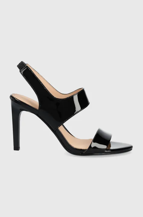 Kožené sandále Calvin Klein čierna farba