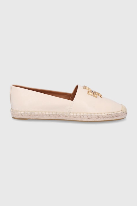 Tory Burch espadryle skórzane Eleanor 86567-122 kolor beżowy