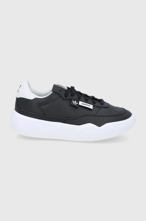 Kožená obuv adidas Originals GW8213-FTWWHT, čierna farba,