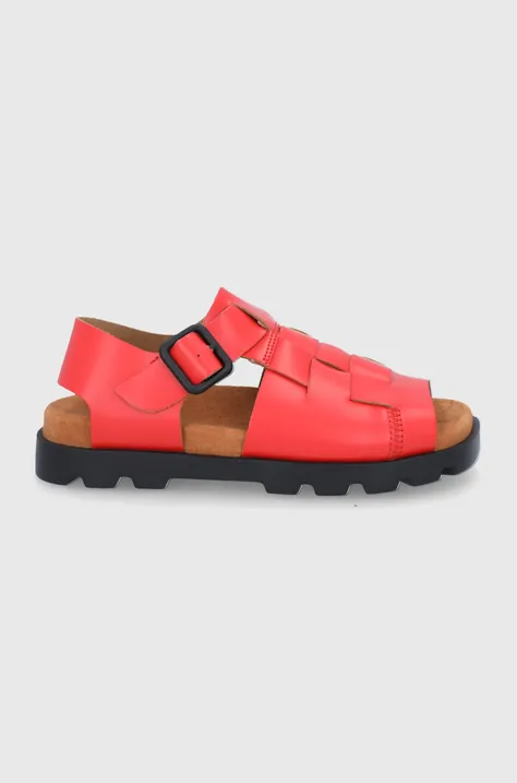 Camper sandały skórzane Brutus Sandal damskie kolor czerwony na platformie