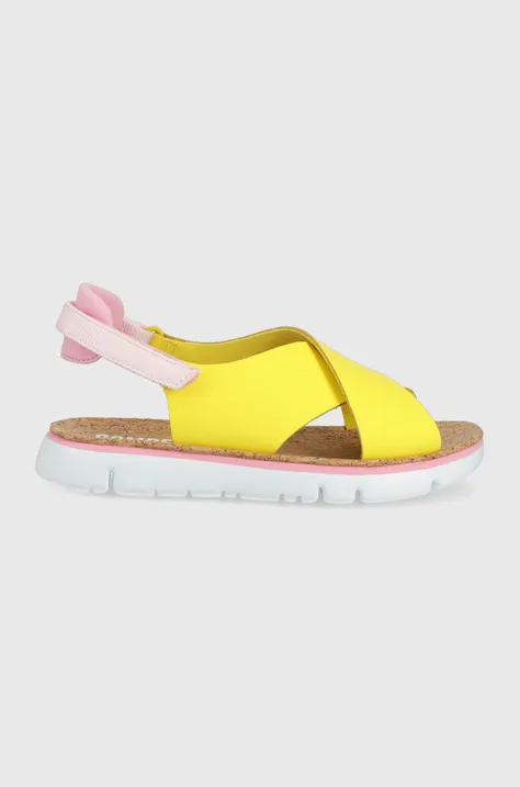 Camper sandały skórzane Oruga Sandal damskie kolor żółty