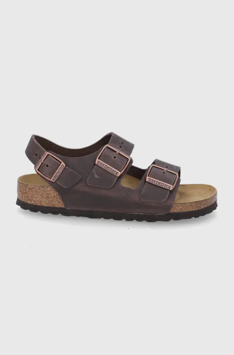 Birkenstock sandale de piele Milano femei, culoarea maro