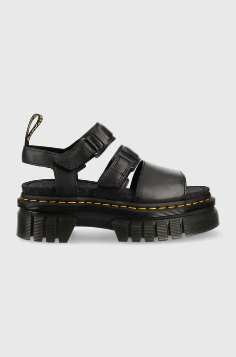 Kožne sandale Dr. Martens za žene, boja: crna, s platformom, DM27405001.Ricki3strap-Blck.Nap.L
