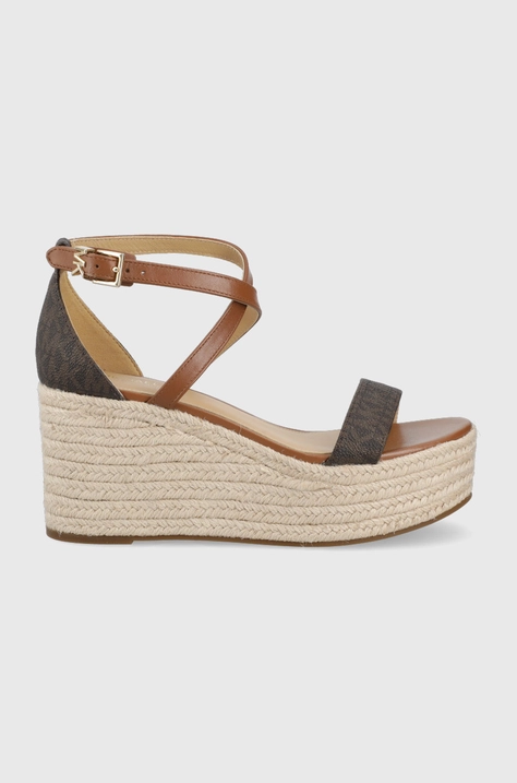 Sandále MICHAEL Michael Kors Serena Wedge Espadrille Serena Wedge dámske, hnedá farba, na kline, 40S2SEMS1B