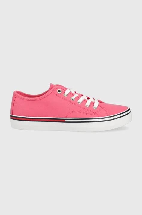 Πάνινα παπούτσια Tommy Jeans γυναικεία, χρώμα: ροζ