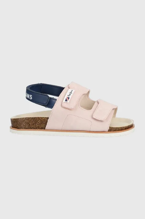 Detské semišové sandále Pepe Jeans ružová farba
