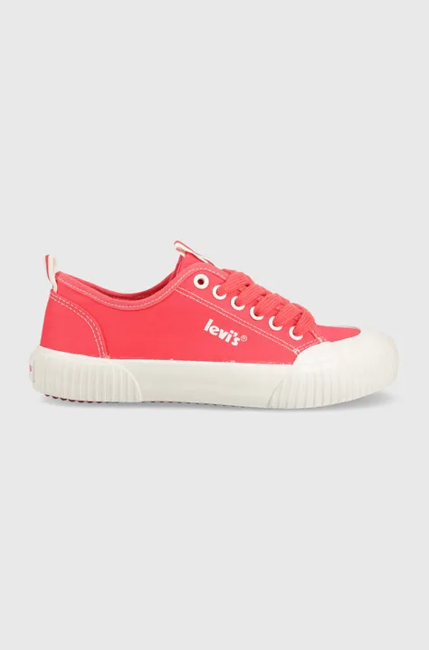 Παιδικά πάνινα παπούτσια Levi's χρώμα: ροζ