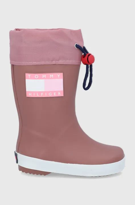 Дитячі гумові чоботи Tommy Hilfiger колір рожевий