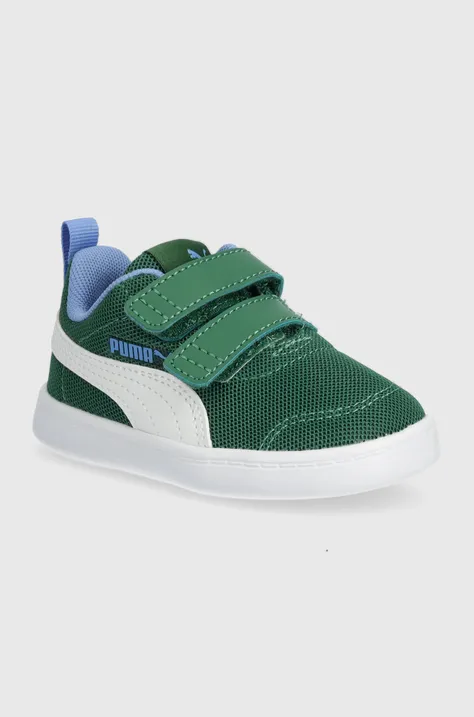 Otroški čevlji Puma zelena barva