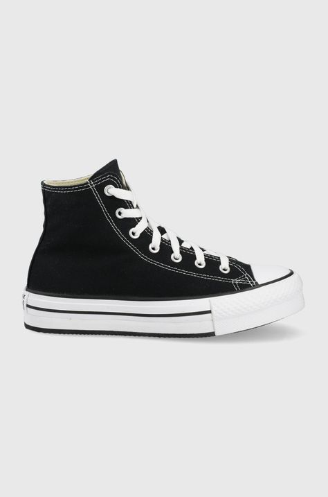 Πάνινα παπούτσια Converse Chuck Taylor All Star Eva Lift , χρώμα: μαύρο