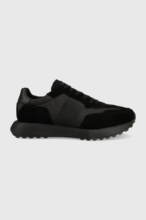 Tenisky Calvin Klein LOW TOP LACE UP MIX černá barva, HM0HM00497