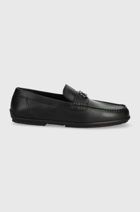 Calvin Klein mocasini de piele barbati, culoarea negru