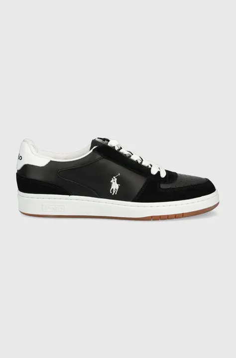 Кожаные кроссовки Polo Ralph Lauren Polo Crt цвет чёрный 809834463001
