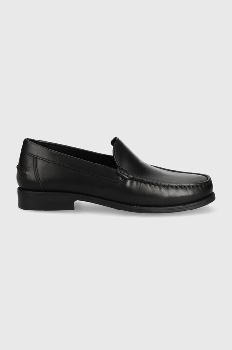 Geox Mocasini de piele bărbați, culoarea negru