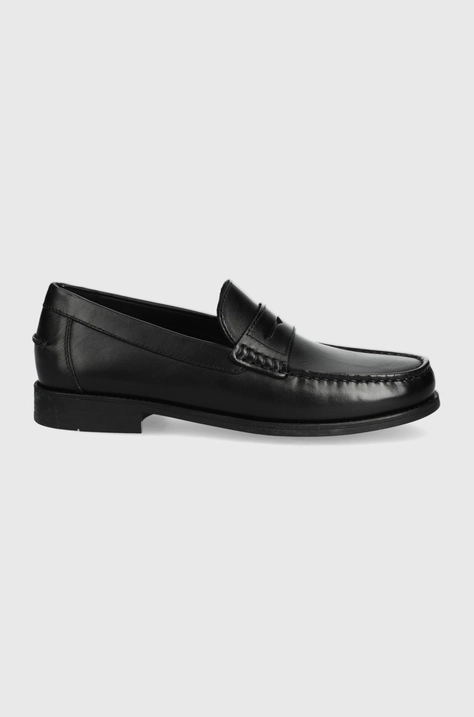 Geox Mocasini de piele bărbați, culoarea negru