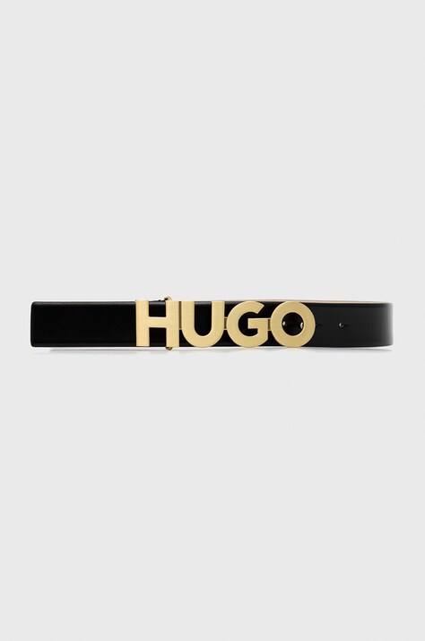 HUGO curea de piele femei, culoarea negru 50470629