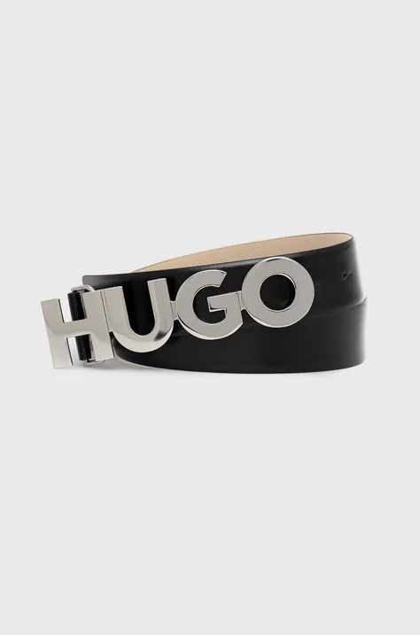 HUGO curea de piele femei, culoarea negru 50470629