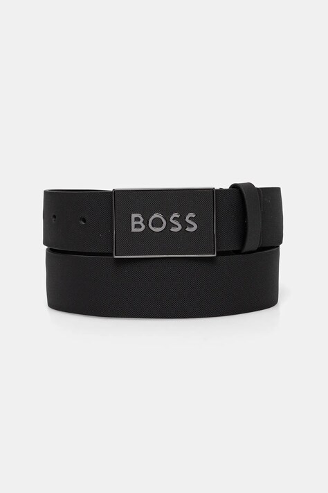 Kožený opasok BOSS pánsky, čierna farba