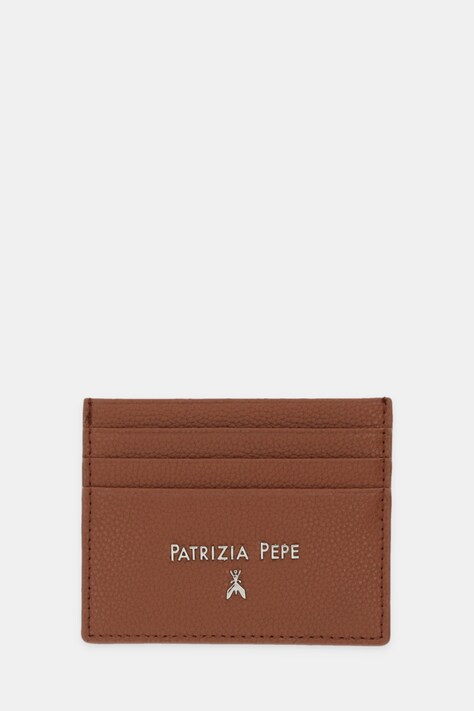 Patrizia Pepe etui na karty skórzane kolor brązowy CQ7001 L001