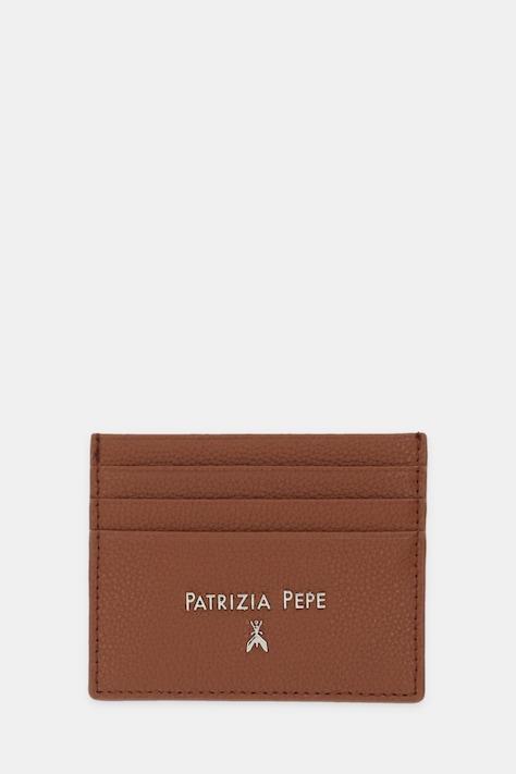 Patrizia Pepe etui na karty skórzane kolor brązowy CQ7001 L001