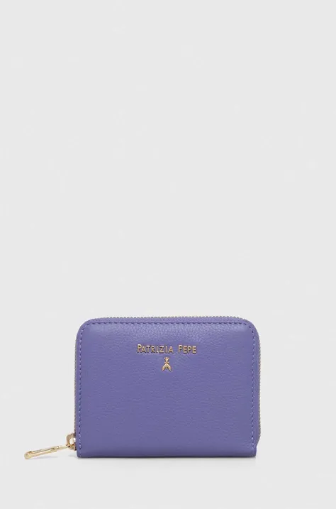Δερμάτινο πορτοφόλι Patrizia Pepe γυναικεία, χρώμα: μοβ
